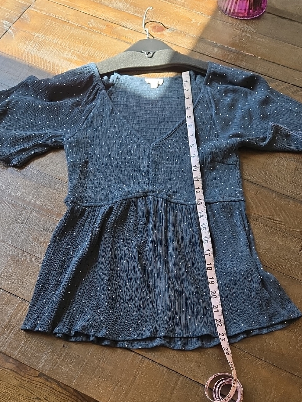 Rhinestone Ruched Flutter Sleeve Top - Picture 8 of 8